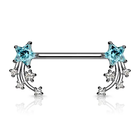 Piercing téton étoile filante strass turquoise