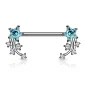 Piercing téton étoile filante strass turquoise