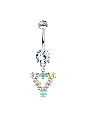 Piercing nombril pendentif fleurs triangulaire