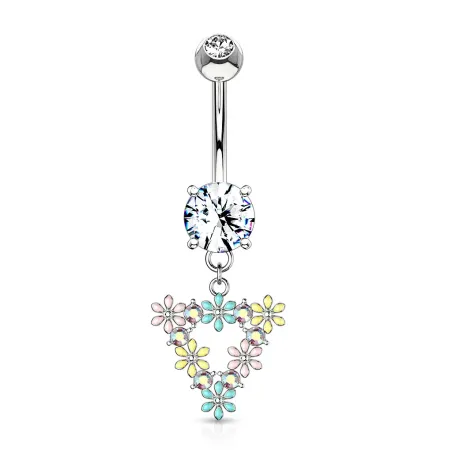 Piercing nombril pendentif fleurs triangulaire