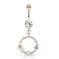 Piercing nombril pendentif cercle de fleurs plaqué or rose