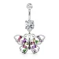 Piercing nombril pendentif papillon strass multicolores