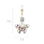 Piercing nombril plaqué or pendentif papillon strass multicolores