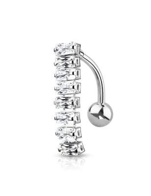 Piercing nombril inversé 8 pierres baguettes