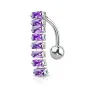 Piercing nombril inversé 8 pierres baguettes tanzanite