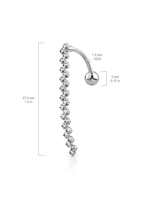 Piercing nombril inversé zigzag strass