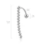 Piercing nombril inversé zigzag strass