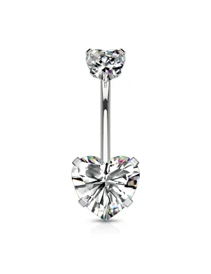 Piercing nombril double zircon coeur blanc