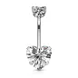 Piercing nombril double zircon coeur blanc