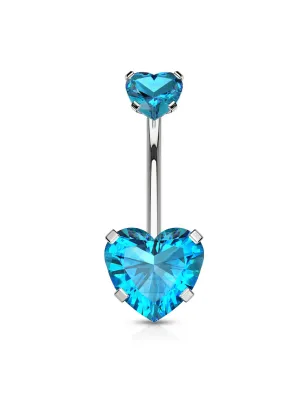 Piercing nombril double zircon coeur turquoise