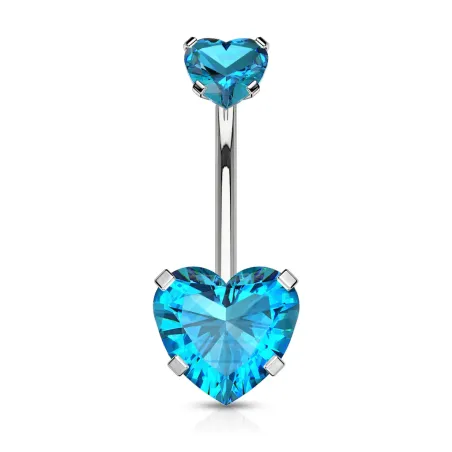 Piercing nombril double zircon coeur turquoise