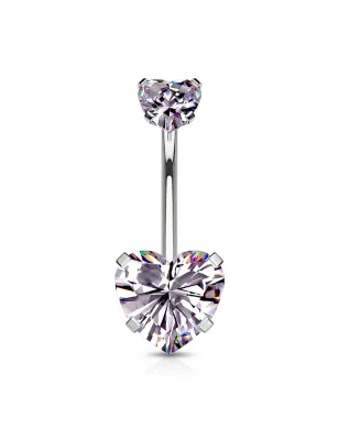 Piercing nombril double zircon coeur tanzanite