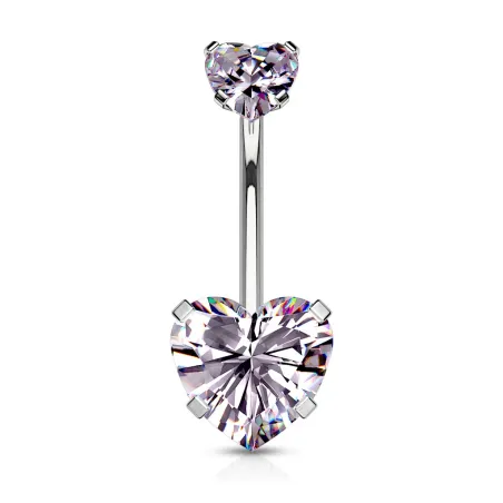 Piercing nombril double zircon coeur tanzanite