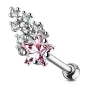 Piercing oreille cartilage hélix étoile filante strass rose