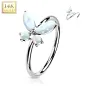 Piercing nez anneau Or blanc 14 carats papillon opales blanches