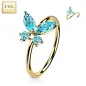 Piercing nez anneau Or jaune 14 carats papillon zircon turquoise