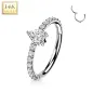 Piercing anneau oreille or blanc 14 carats larme