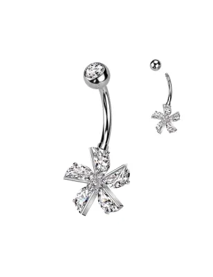 Piercing nombril fleur à zircon moulin à vent