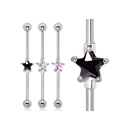 Piercing Industriel Gemme Etoile