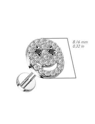 Piercing oreille labret hélix smiley pavé de strass