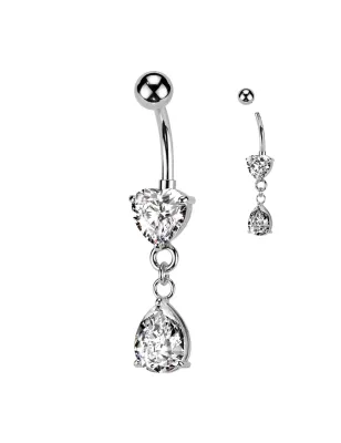 Piercing nombril Strass Coeur et Larme