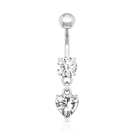 Piercing nombril Plaqué Rhodium Gemme Coeur