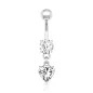 Piercing nombril Plaqué Rhodium Gemme Coeur