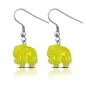 Paire Boucles d'oreille crochet éléphant résine jaune