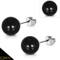 Paire Boucles d'oreille perles noires 12 mm