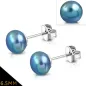 Paire Boucles d'oreille perles bleu nuit de 6,5 mm