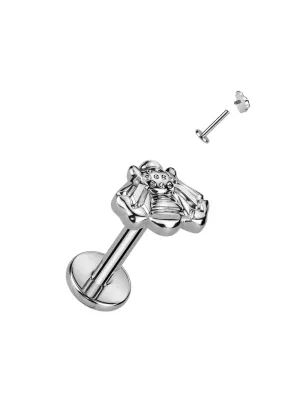 Piercing oreille labret titane argenté abeille