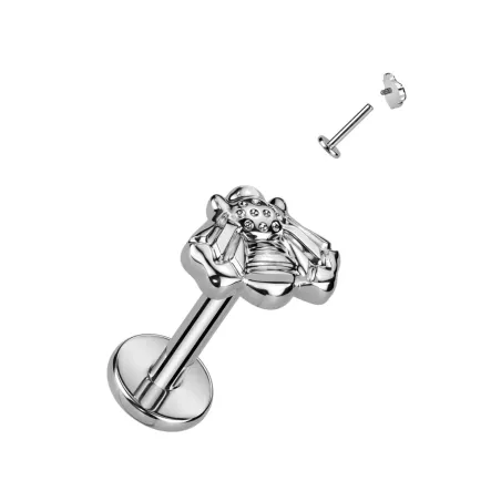 Piercing oreille labret titane argenté abeille