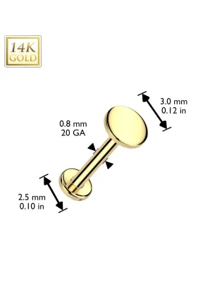 Piercing nez en or jaune 14 carats embout push-in rond