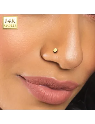 Piercing nez en or jaune 14 carats embout push-in rond