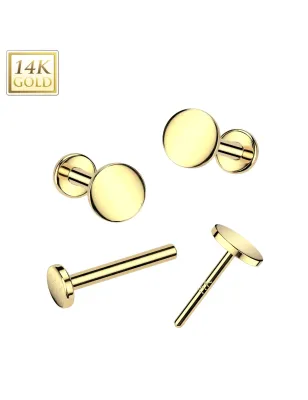 Piercing nez en or jaune 14 carats embout push-in rond