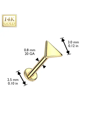 Piercing nez en or jaune 14 carats embout push-in triangle