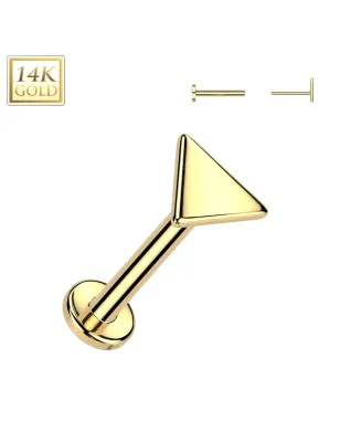 Piercing nez en or jaune 14 carats embout push-in triangle