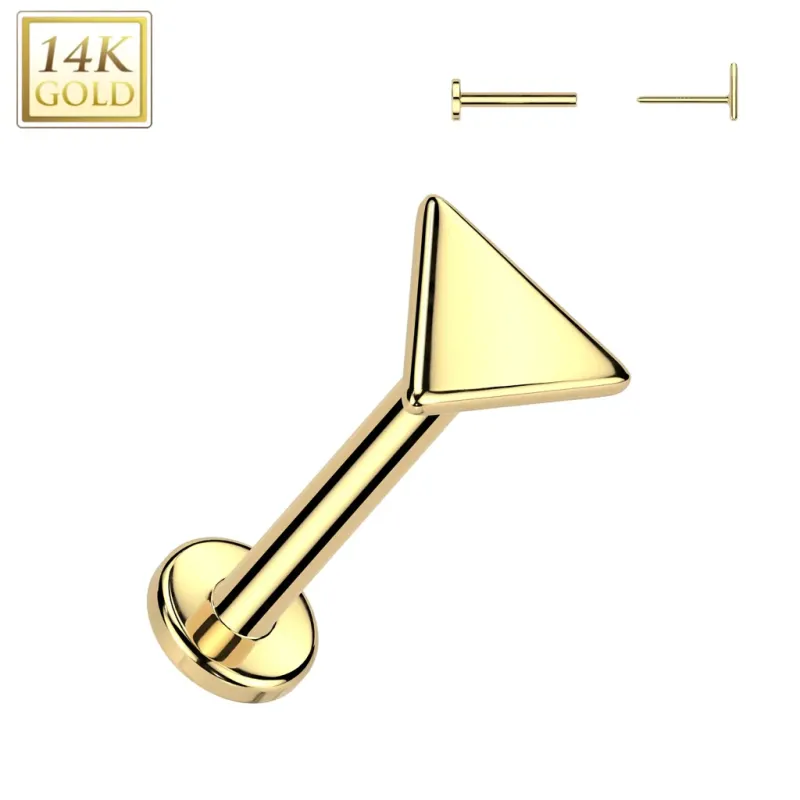 Piercing nez en or jaune 14 carats embout push-in triangle