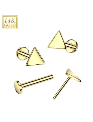 Piercing nez en or jaune 14 carats embout push-in triangle