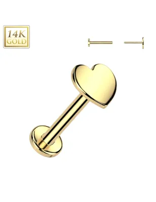 Piercing nez en or jaune 14 carats embout push-in coeur