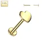 Piercing nez en or jaune 14 carats embout push-in coeur