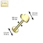 Piercing nez en or jaune 14 carats embout push-in coeur