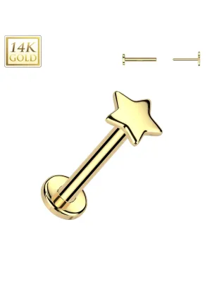 Piercing nez en or jaune 14 carats embout push-in étoile