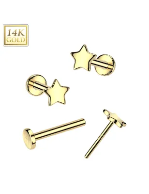 Piercing nez en or jaune 14 carats embout push-in étoile