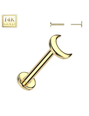 Piercing nez en or jaune 14 carats embout push-in lune