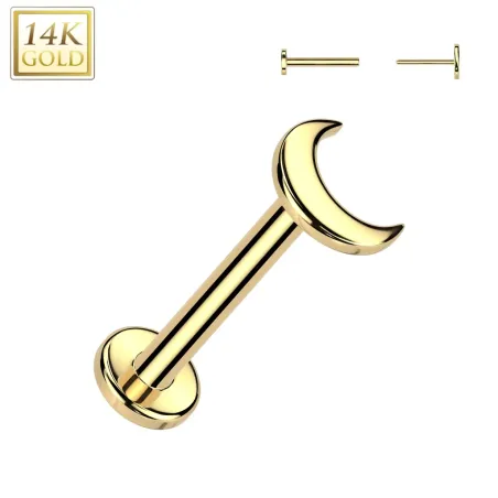 Piercing nez en or jaune 14 carats embout push-in lune