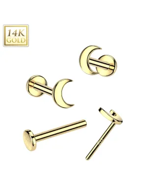 Piercing nez en or jaune 14 carats embout push-in lune