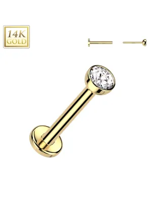 Piercing nez en or jaune 14 carats embout push-in strass