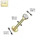 Piercing nez en or jaune 14 carats embout push-in strass