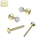 Piercing nez en or jaune 14 carats embout push-in strass